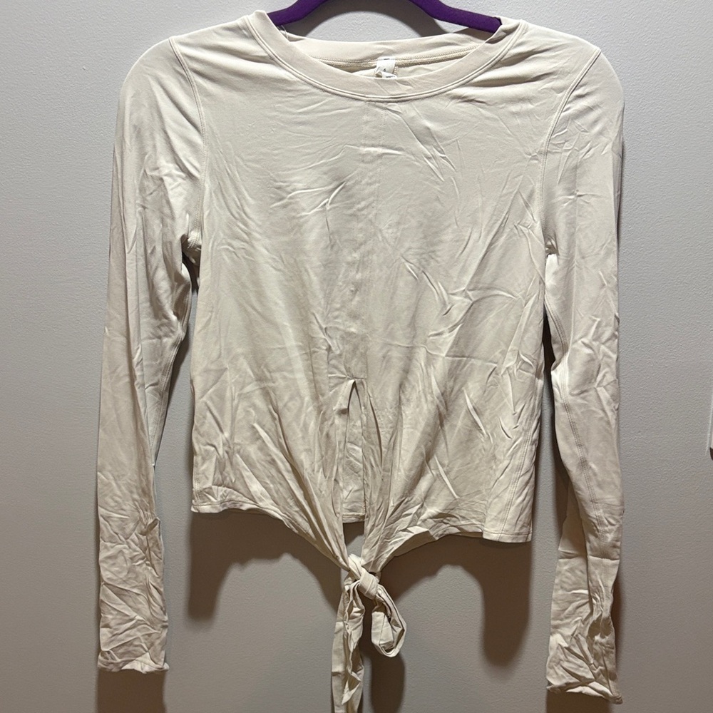 lululemon athletica Beige Long Sleeve Tie-Front Top